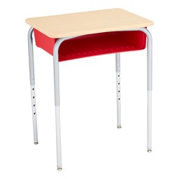 Open Front Desk w/ Color Book Box and Silver Mist Frame and 18-Inch Structure Series School Chair Set - Desk
