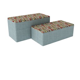 Shapes Series II Designer Soft Seating - Bench Ottoman (18" High) - Confetti/Blue