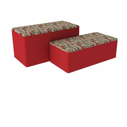 Shapes Series II Designer Soft Seating - Bench Ottoman (18" High) - Confetti/Red