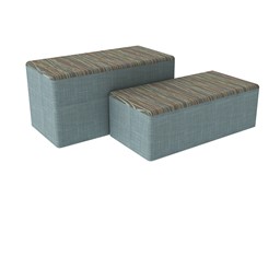Shapes Series II Designer Soft Seating - Bench Ottoman (18" High) - Pecan/Blue