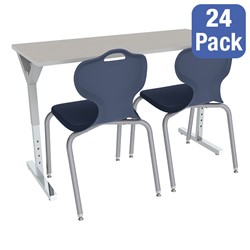 Adjustable Height Y Frame Two Student Desk And 18 Inch Profile