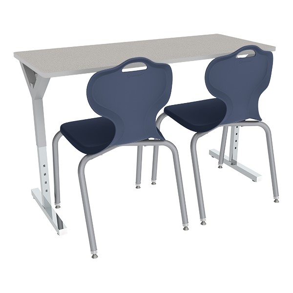 Adjustable-Height Y-Frame Two-Student Desk and 18-Inch Profile Series School Chair Set