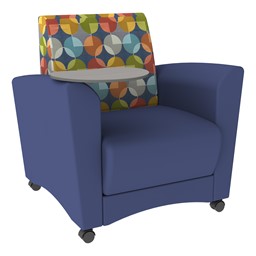 Shapes Series II Common Area Chair w/ Tablet Arm - Navy w/ Compass Fabric Back & Cosmic Strandz Tablet