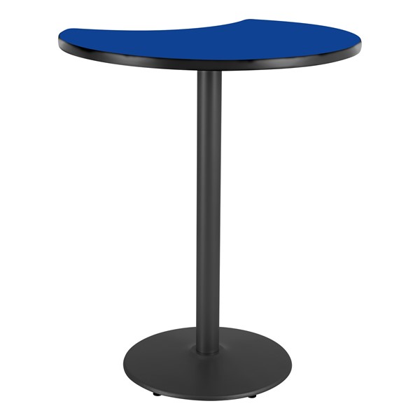 Crescent Pedestal Stool-Height Designer Café Table w/ Round Base - Lapis Blue Table Top/Black Edgeband/Black Base