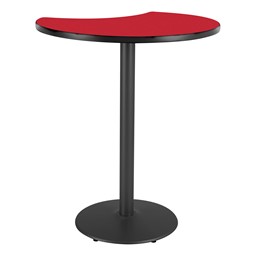 Crescent Pedestal Stool-Height Designer Café Table w/ Round Base - Regimental Red Table Top/Black Edgeband/Black Base