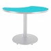 Crescent Pedestal Designer Café Table w/ Round Base - Ocean Table Top/Gray Edgeband/Silver Base