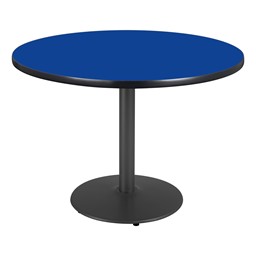 Round Pedestal Designer Café Table w/ Round Base - Lapis Blue Table Top/Black Edgeband/Black Base