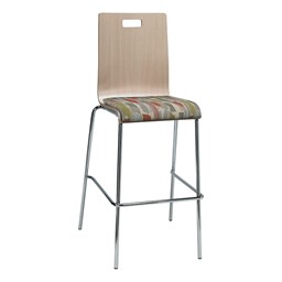 Bentwood Stool w/ Upholstered Seat - Natural Finish & Confetti Fabric