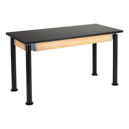 Adjustable-Height Science Lab Table w/ Black Legs & Chemical Resistant Top (24" W x 54" L)