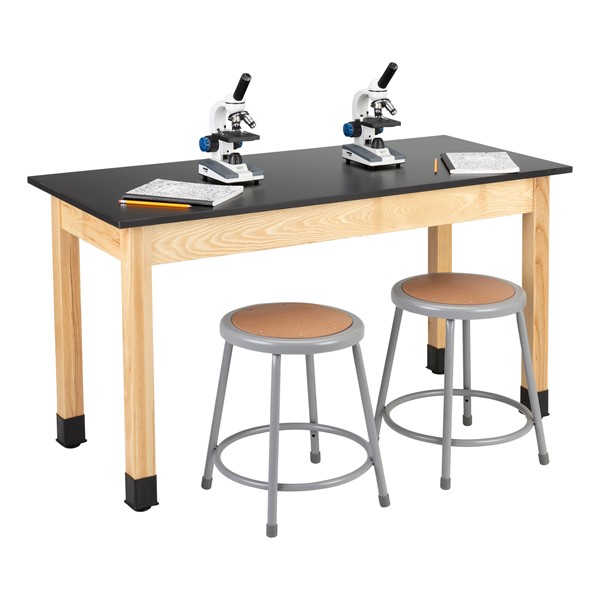 Science Lab Table w/ Wood Legs & Phenolic Top (24" W x 54" L)