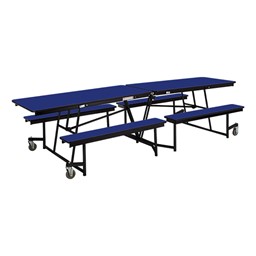 Mobile Bench Cafeteria Table w/ Particleboard Core and Powder Coat Frame (8' L)