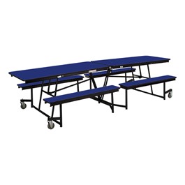 Mobile Bench Cafeteria Table w/ Particleboard Core and Powder Coat Frame (10\' L) - Gray Nebula