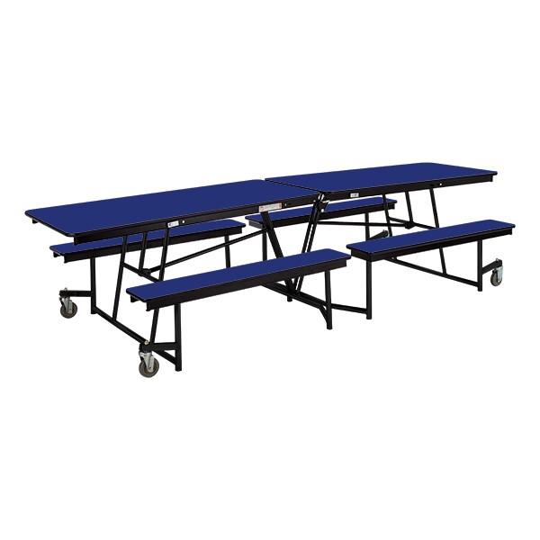 Mobile Bench Cafeteria Table w/ Particleboard Core and Powder Coat Frame (8' L)