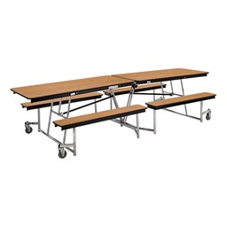 Mobile Bench Cafeteria Table w/ MDF Core & Protect Edge