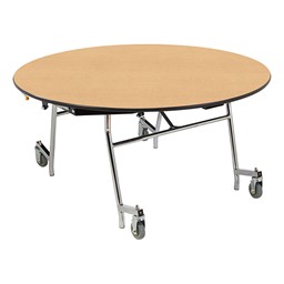 Easy-Fold Mobile Round Cafeteria Table - Fusion Maple