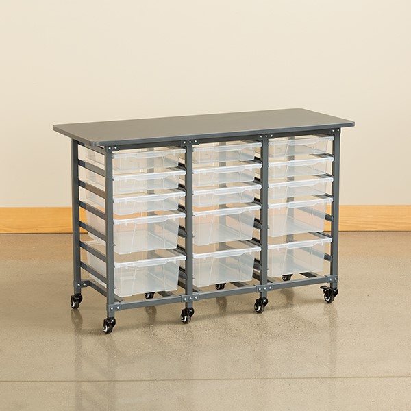 Learniture Structure Series Triple Wide Mobile Classroom Storage Cart W 12 Small 8 Large Bins At School Outfitters