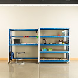 Creation Station Set - One Tall Workbench (60\" L x 30\" D x 70\" H) & One Shelving Unit (60\" L x 30\" D x 70\" H) - Bins sold separately (accessories not included)