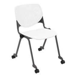 Energy Series Perforated Back Mobile Stack Chair w/o Arms - White w/ Black Frame