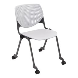 Energy Series Perforated Back Mobile Stack Chair - Light Gray w/ Black Frame