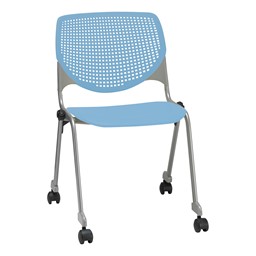 Energy Series Perforated Back Mobile Stack Chair w/o Arms - Sky Blue