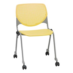 Energy Series Perforated Back Mobile Stack Chair w/o Arms - Yellow