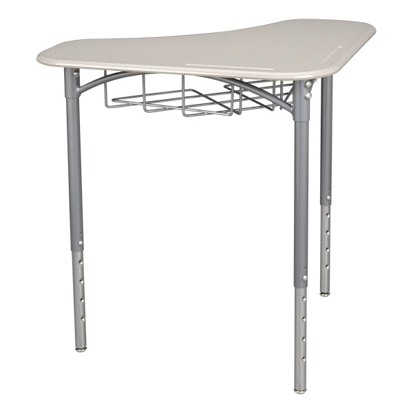 Boomerang Collaborative Desk w/ Wire Box & 18" Shapes Series School Chair Set – Four Desks/Chairs - Desk - Gray spectrum