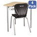 Boomerang Collaborative Desk w/ Wire Box & 18\" Shapes Series School Chair Set – Four Desks/Chairs