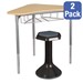 Boomerang Collaborative Desk w/ Wire Box & 18\" Active Learning Stool Set