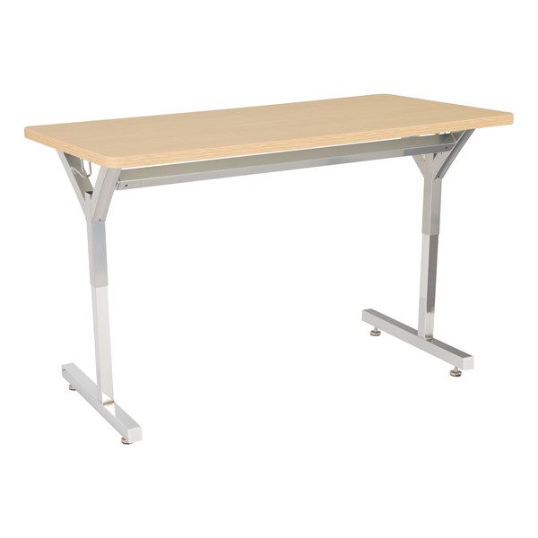 Adjustable-Height Y-Frame Two-Student Desk and 18-Inch Profile Series School Chair Set - Desk - Sugar Maple