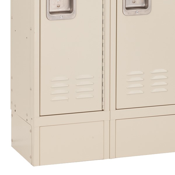 Deluxe Three-Wide Double-Tier School Lockers w/ Slope Top & Kickplate - Kickplate