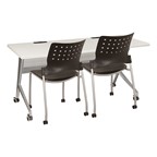 Heavy-Duty Mobile Computer Table & Mobile Stack Chair Bundle