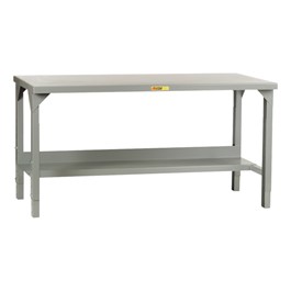Adjustable-Height Welded Steel Workbench w/ Shelf