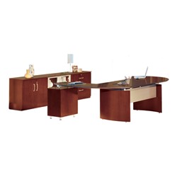 Napoli Series L Shaped Desk W Low Wall Cabinet Right Return At