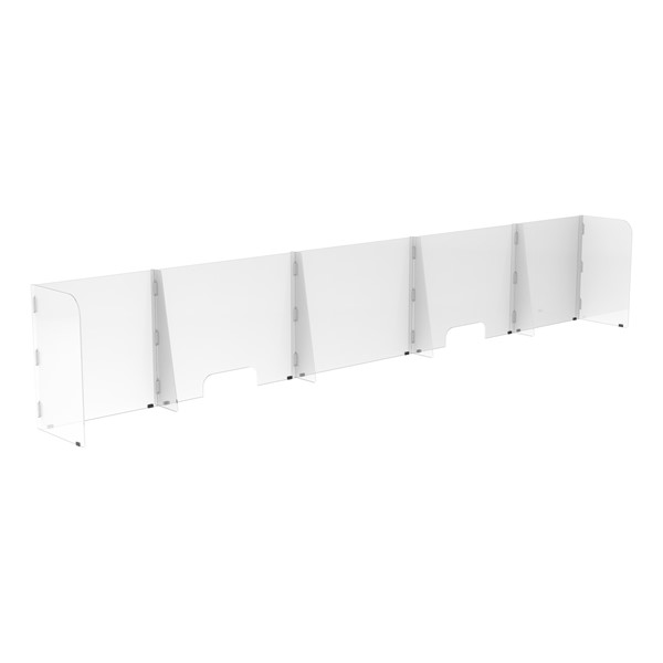 Countertop Sneeze Guard - 5 Panel  Barrier w/ Two Pass Throughs