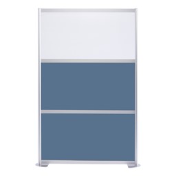 Modern Privacy Panel with Colored and Translucent Infill Panels  (4' 4" W x 6' 6" H) - Slate Blue w/ White Panel