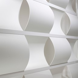 Modern Privacy Wave Panel w/ White Infill Panels & White Frame