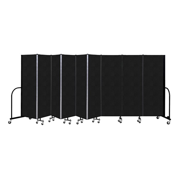 6' H Vinyl Freestanding Portable Partition - 9 Panels (16' 9" L) - Coal