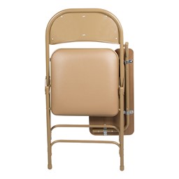 6600 Series Heavy-Duty, Vinyl-Padded Folding Chair w/ Tablet Arm - Folded front view - Beige