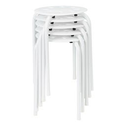 Plastic Stack Stool - White Seat w/ White Legs - Stacked