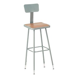 6300 Square Stool w/ Backrest -  Adjustable Height (25\" - 33\" H)