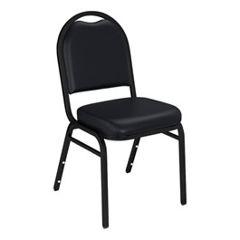 9200 Stack Chair - Vinyl Upholstered Seat - Black vinyl w/ black frame