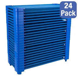 Blue Stackable Daycare Cot - Standard (52\" L) - Pack of 24 Cots - Stacked Cots