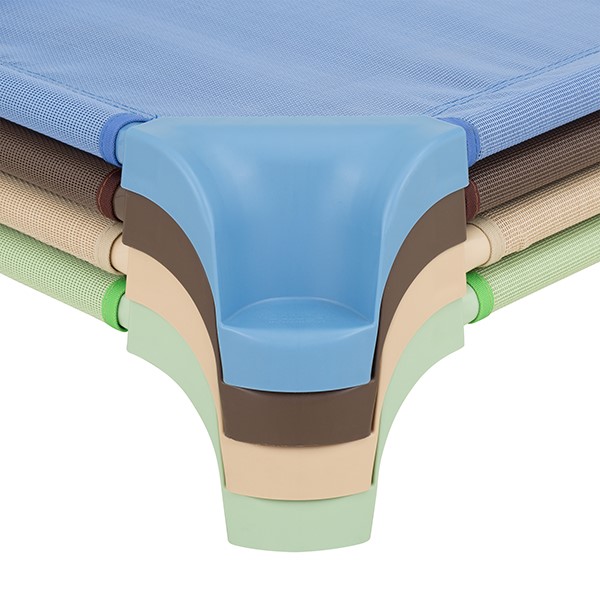 Deluxe Assorted Natural Colors Stackable Daycare Cot w/ Easy Lift Corners - Standard (52" L) - Corners - Stacked
