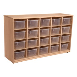Maple 20-Tray Cubby Storage Unit w/ Clear Trays