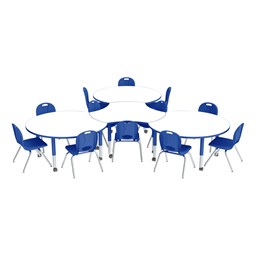 Preschool Crescent & Cog Mobile Collaborative Table w/ Whiteboard Top & Chair Set