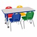 Rectangle Adjustable-Height Preschool Table & Assorted Color Chair Set (24" W x 48" L)