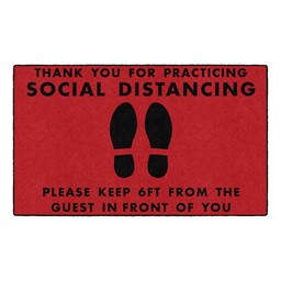Social Distancing Washable Rug (3' W x 5' L) - Red