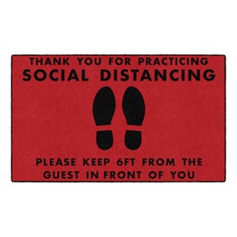 Social Distancing Washable Rug (3\' W x 5\' L) - Red