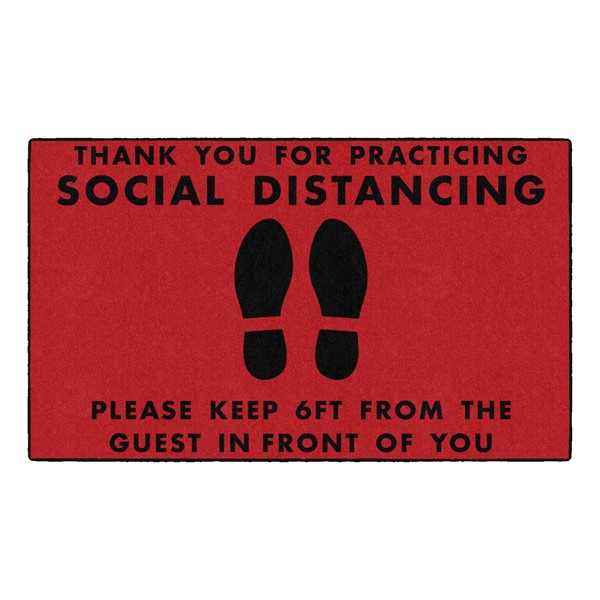 Social Distancing Washable Rug (3' W x 5' L) - Red