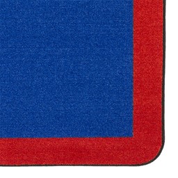 Solid Classroom Rug w/ Color Block Border - Blue/Red